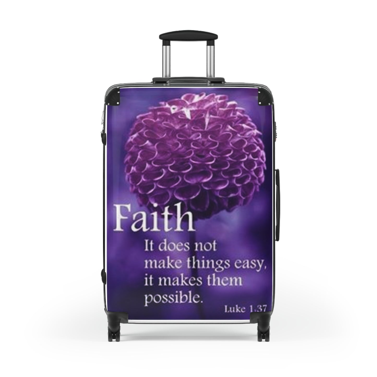 US Inspirational Floral Suitcase - 'Faith: It Does Not Make Things Easy, It Makes Them Possible'