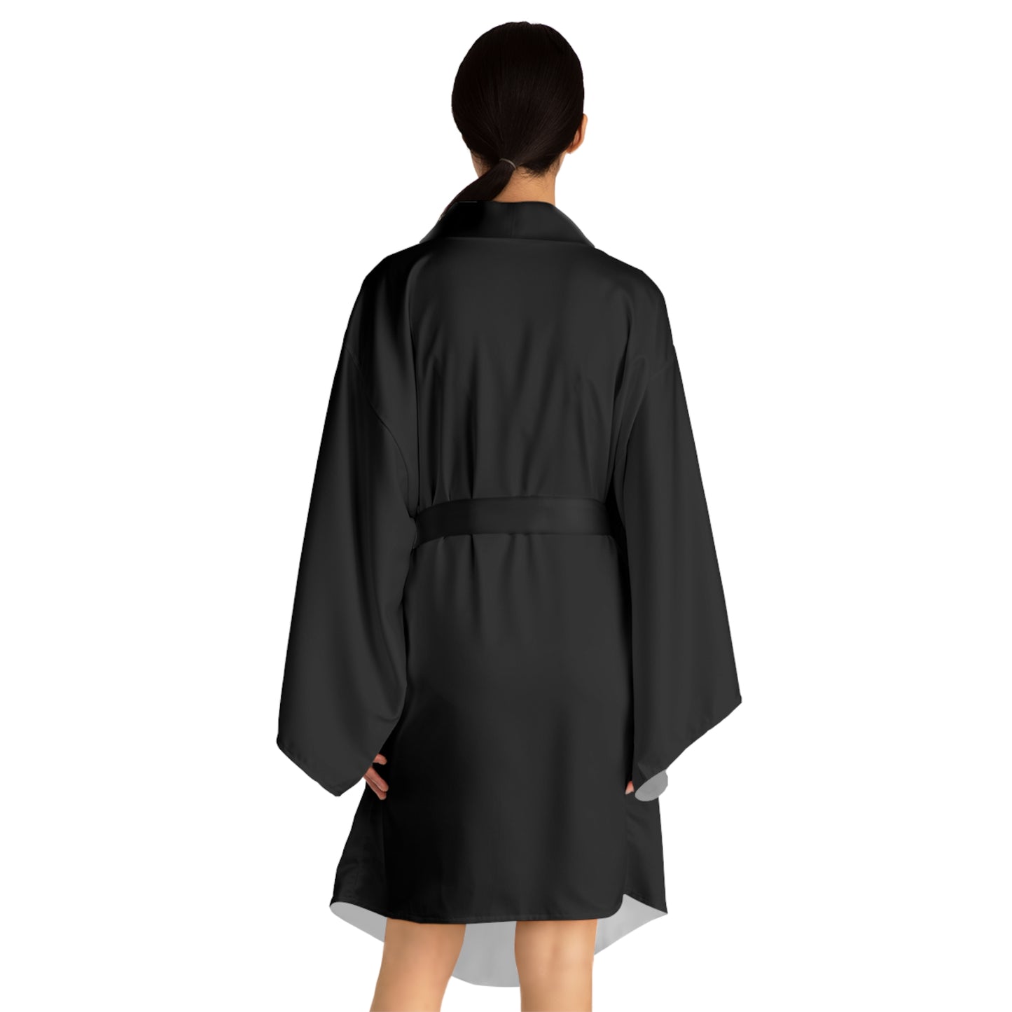 Elegant Black Long Sleeve Kimono Robe