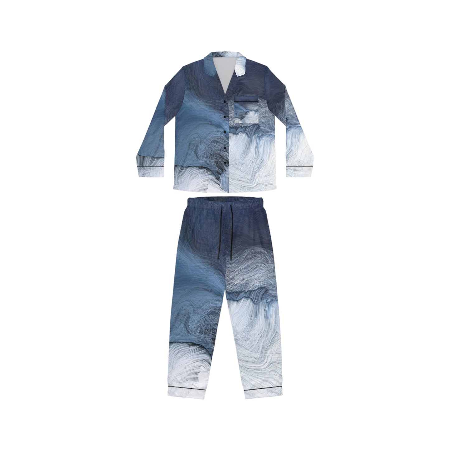 Elegant Women's Satin Pajamas with Gradient Print