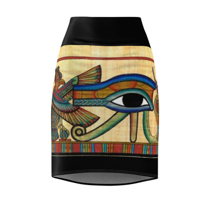 Egyptian-Inspired Women's Pencil Skirt - Stylish Art Print