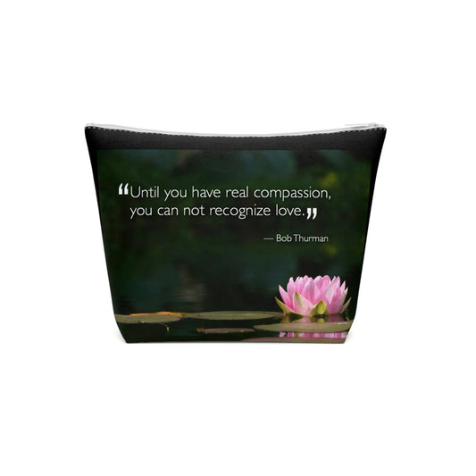 Inspirational Cotton Cosmetic Bag - Compassion Quote by Bob Thurman