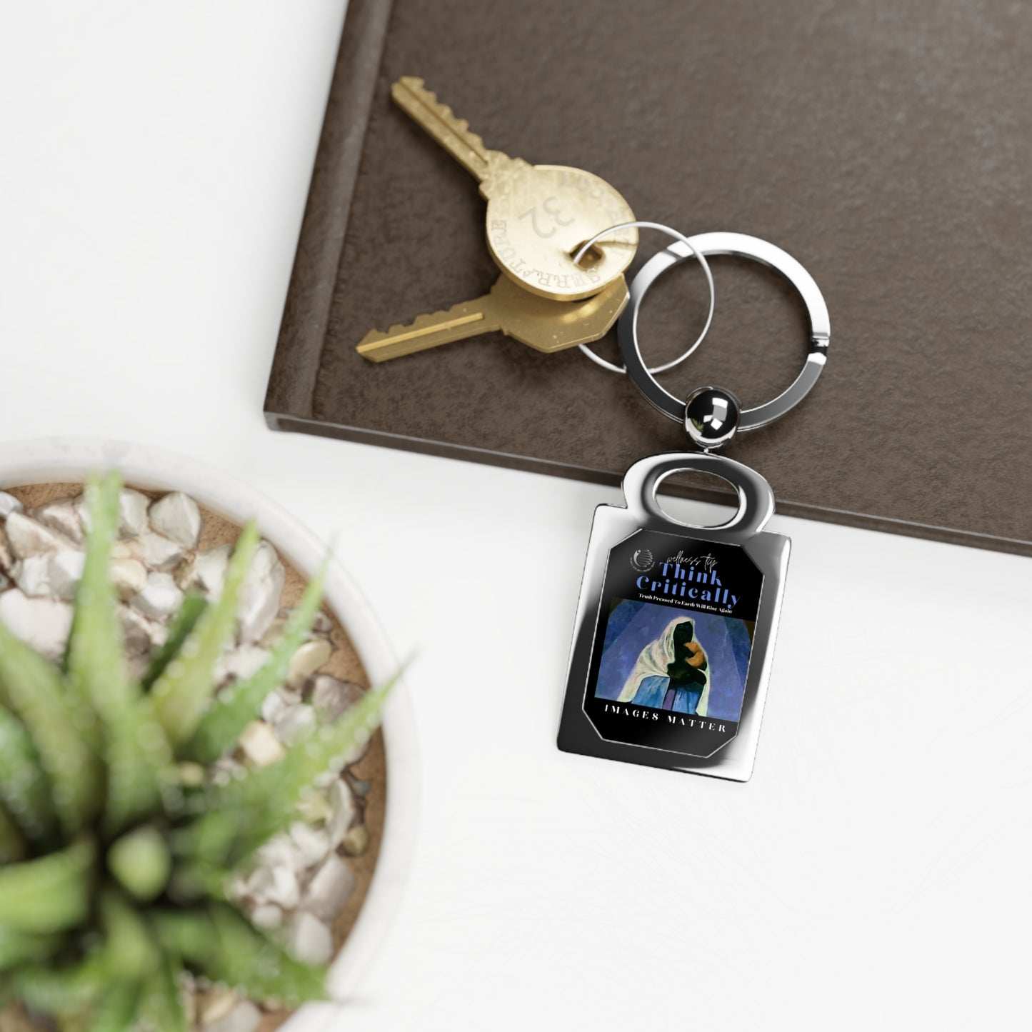 Inspiring Photo Keyring - "Think Critically" Motivation Keychain