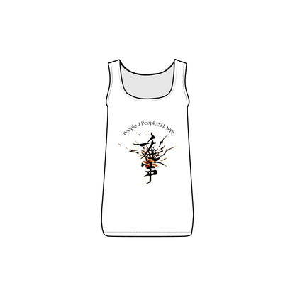 Tank Top 'Birds Flying Swarms' Women's White Baby Rib