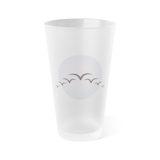 Serene Frosted Pint Glass - 16oz, Peaceful Bird Design, Perfect for Relaxing Moments