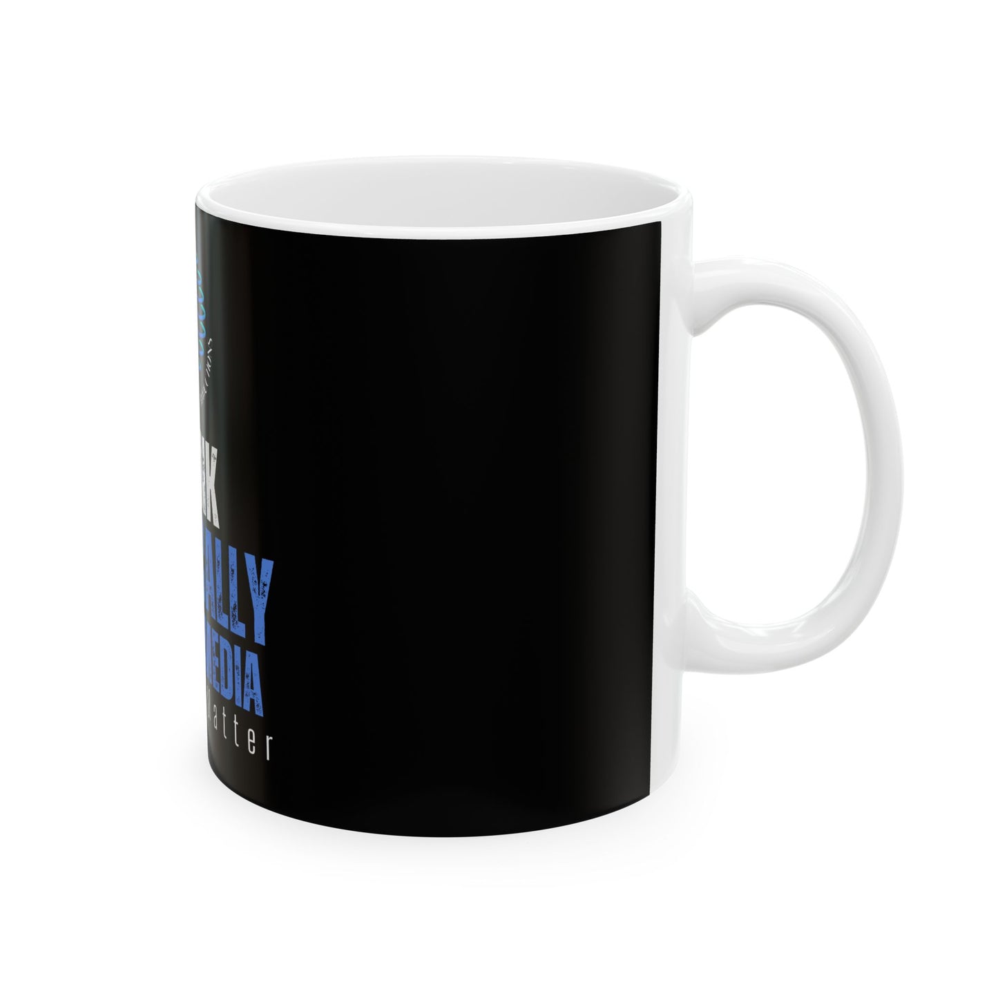 Taza de cerámica con texto "Piense críticamente sobre los medios": taza de café de 11 oz o 15 oz para debates reflexivos