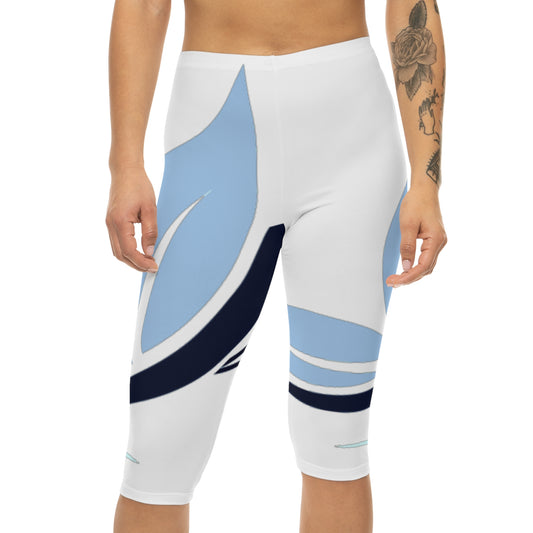 Women’s Butterfly Blue Capri Leggings - Wings Design