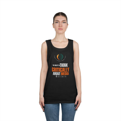 Unisex Heavy Cotton Tank Top - "Critically Think About Media" Inspirational Tank