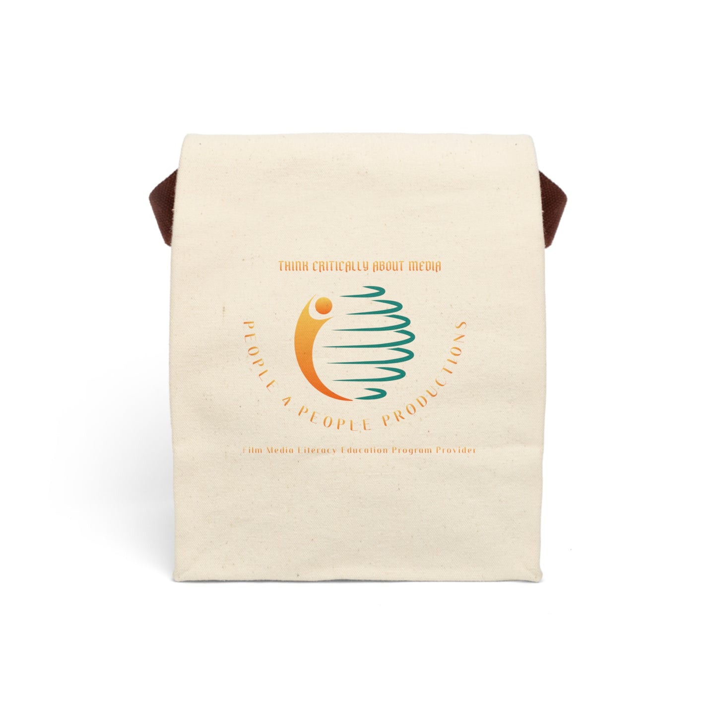 Eco-Friendly Canvas Lunch Bag with Strap - Think Critically About Media Design