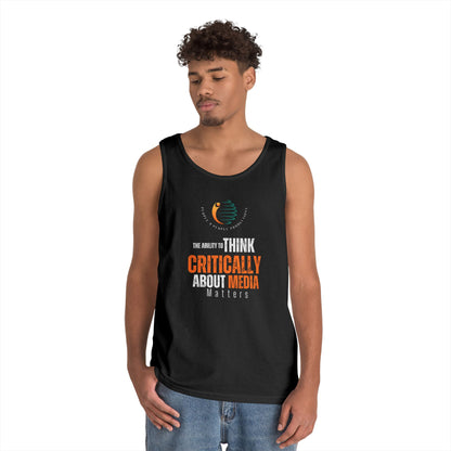 Unisex Heavy Cotton Tank Top - "Critically Think About Media" Inspirational Tank