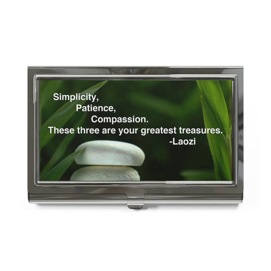 Elegant Floral Business Card Holder w Simple, Patience, Compassion Quote | Professional Gift Idea