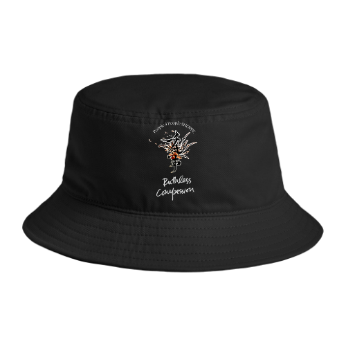 Trendy Bucket Hat with 'People + People Shoppe' Design and Ruthless Compassion Quote - Perfect for Summer Adventures