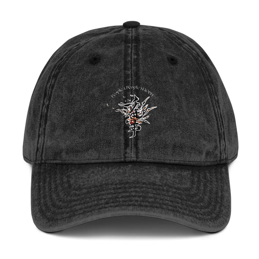 Vintage Embroidered Cap with People + People SHOPPE Logo and Ruthless Compassion Quote - Trendy Casual Style