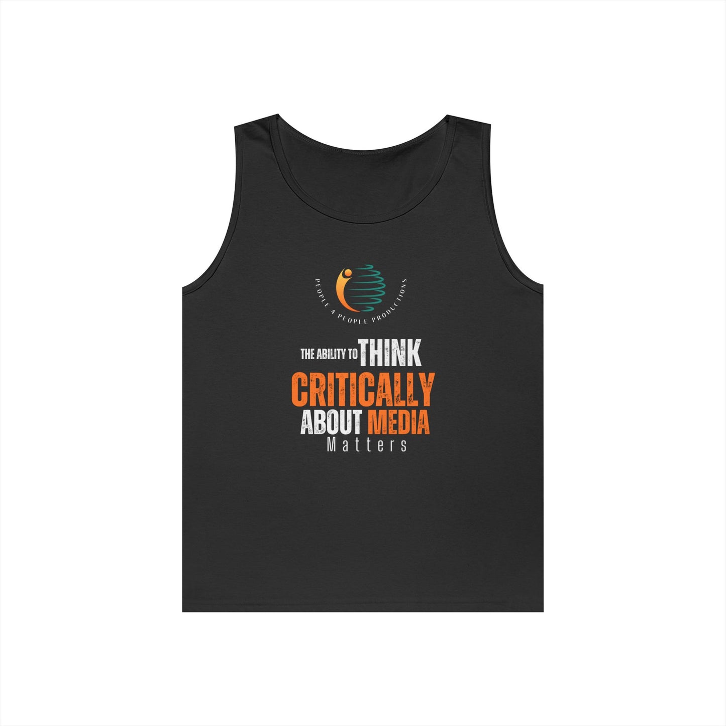 Unisex Heavy Cotton Tank Top - "Critically Think About Media" Inspirational Tank