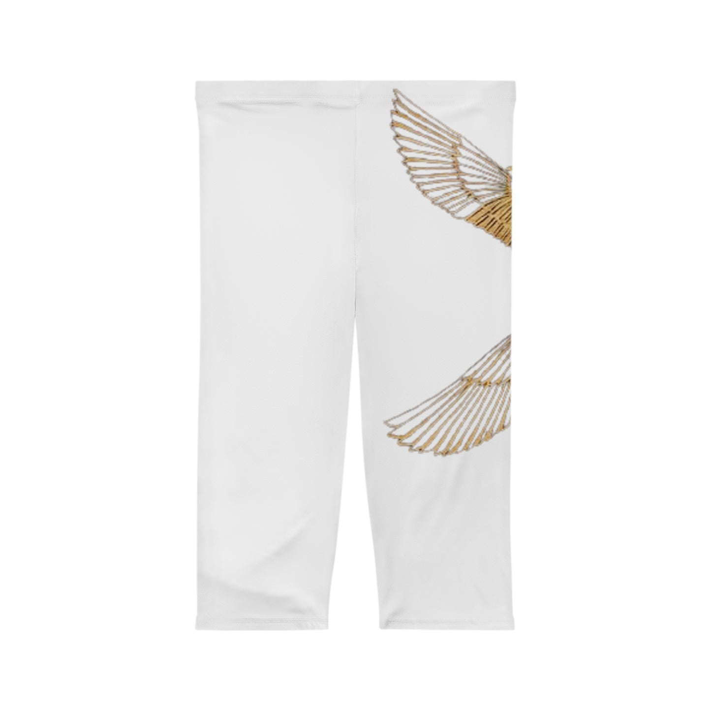 Elegant Egyptian-Inspired Women’s Capri Leggings with Golden Wing Design