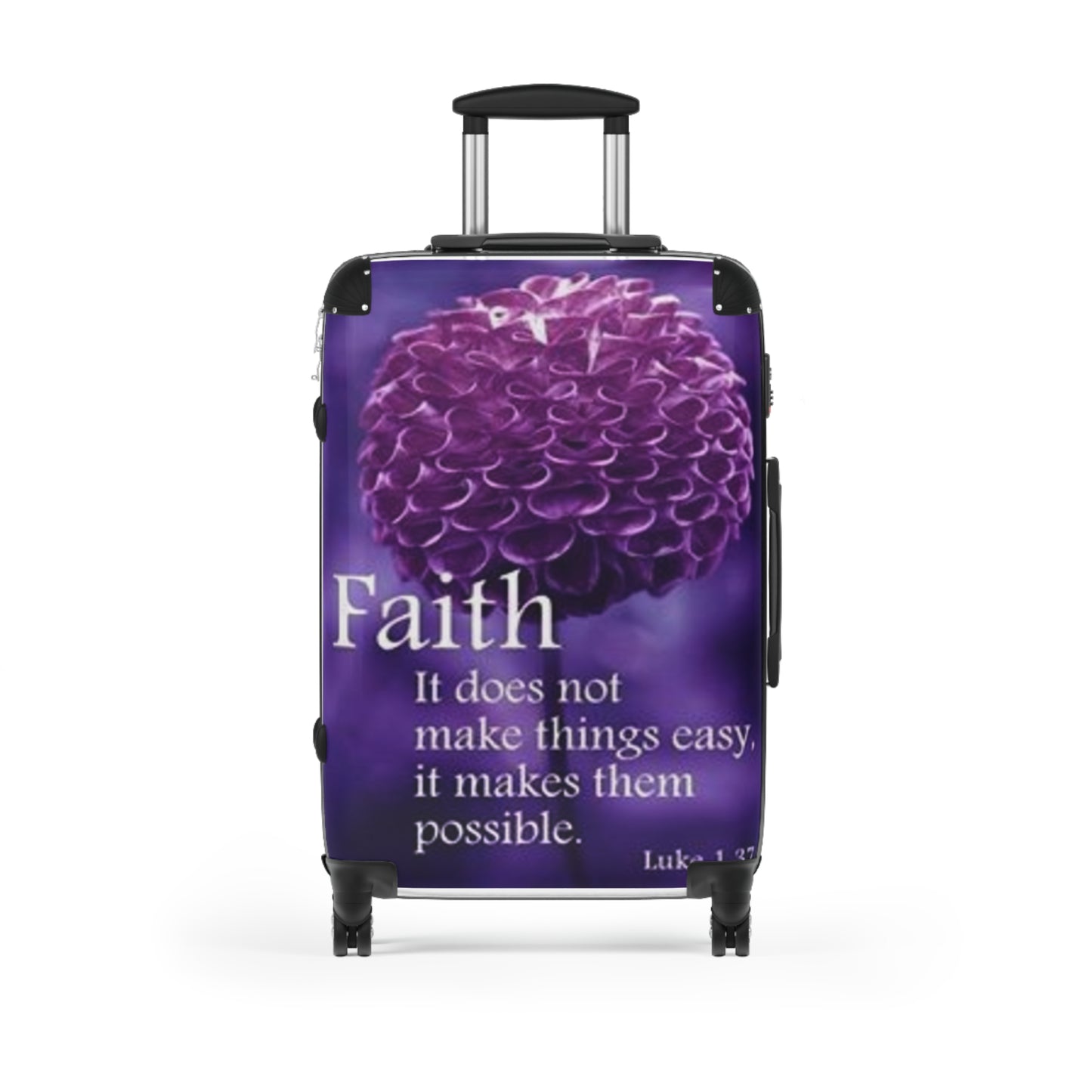 US Inspirational Floral Suitcase - 'Faith: It Does Not Make Things Easy, It Makes Them Possible'