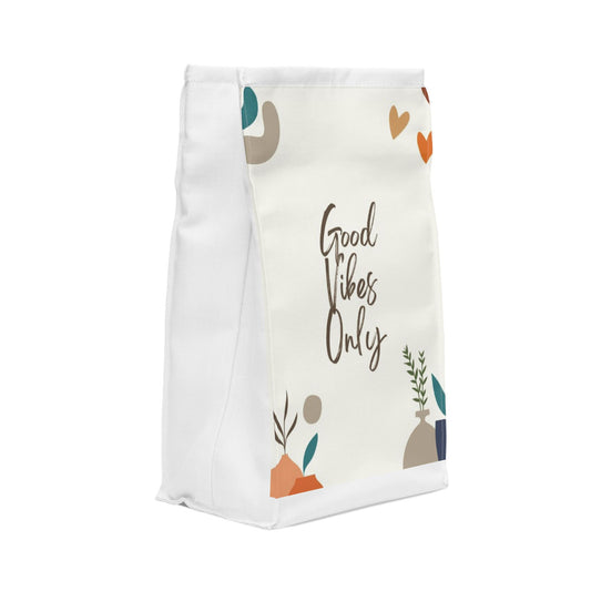 Stylish Polyester Lunch Bag - 'Good Vibes Only' & Unique Art for Everyday Use