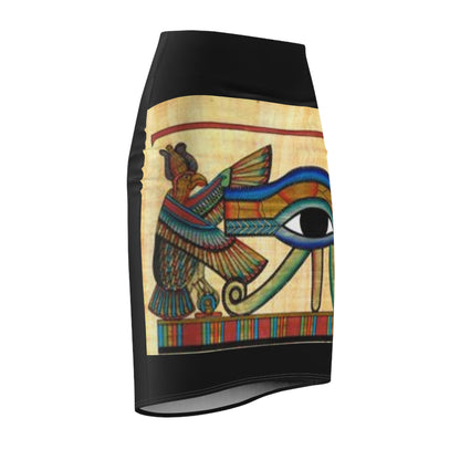 Egyptian-Inspired Women's Pencil Skirt - Stylish Art Print