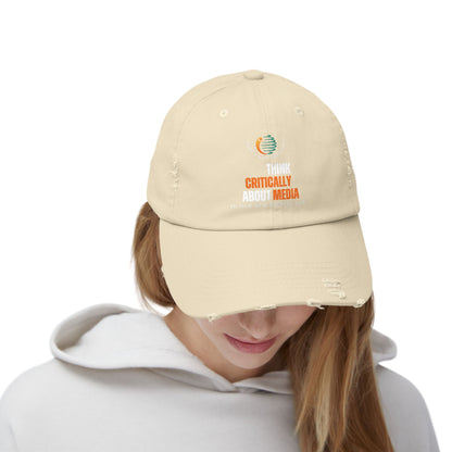 Gorra unisex desgastada: piense críticamente sobre los medios