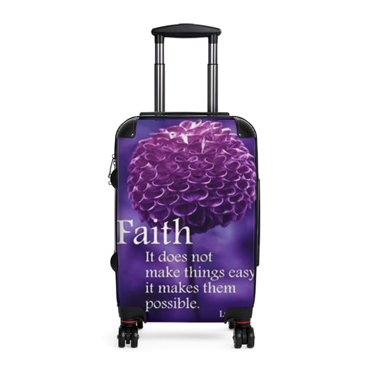 Inspirational Floral Suitcase US - 'Faith: It Does Not Make Things Easy, It Makes Them Possible'