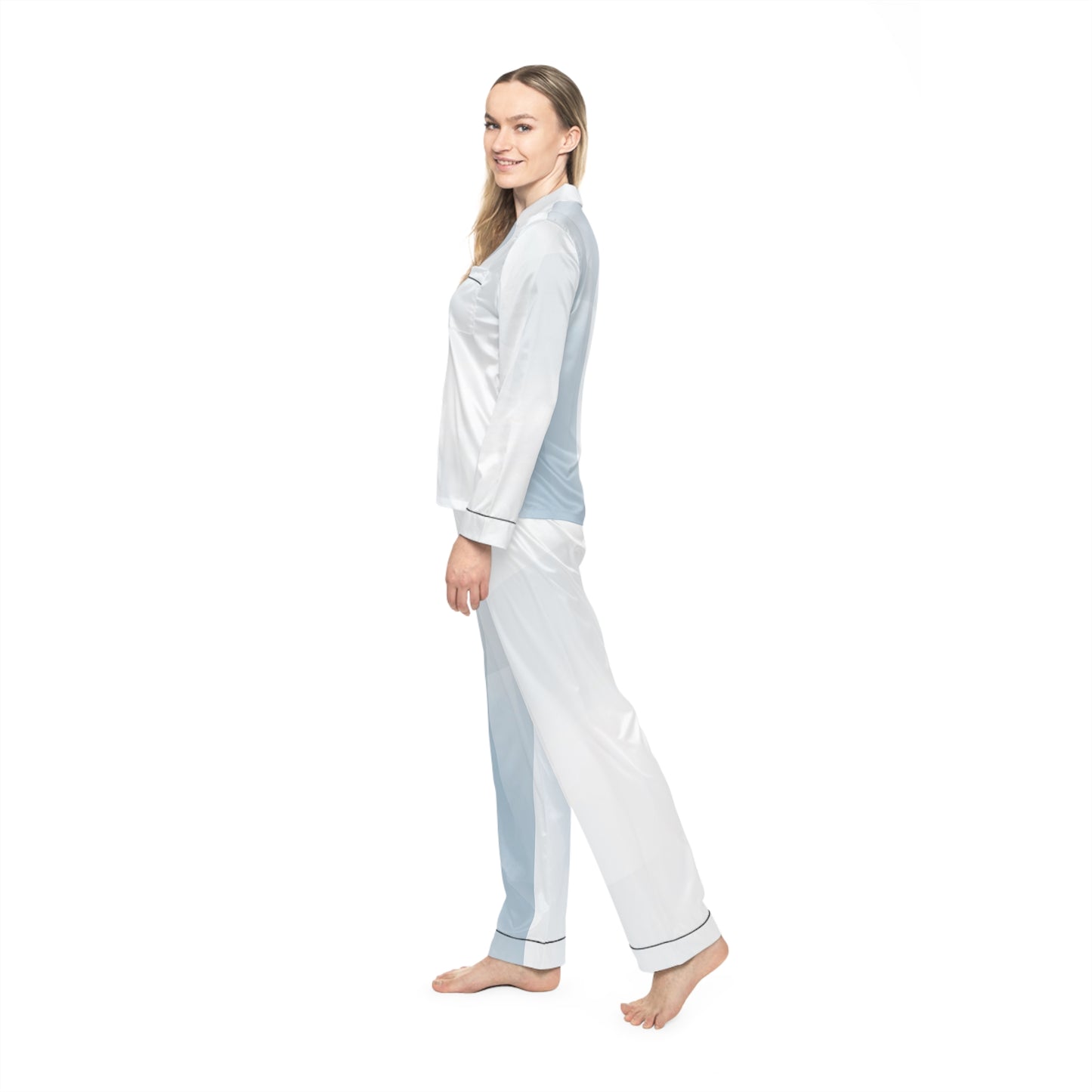 Elegant Women's Satin Pajamas with Gradient Print