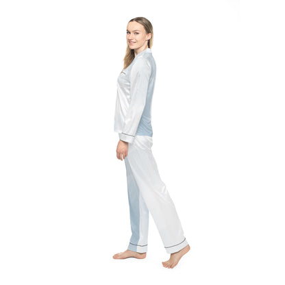 Elegant Women's Satin Pajamas with Gradient Print