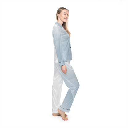 Elegant Women's Satin Pajamas with Gradient Print